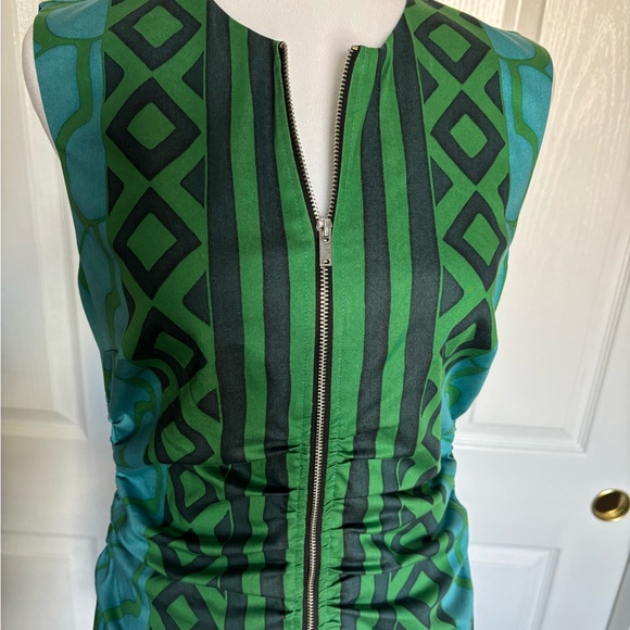 Mango Green and Blue Geometric Mini Dress - Picture 2 of 7